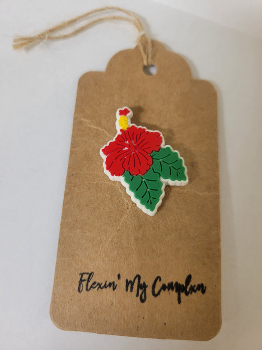 Red Hibiscus with Leaves