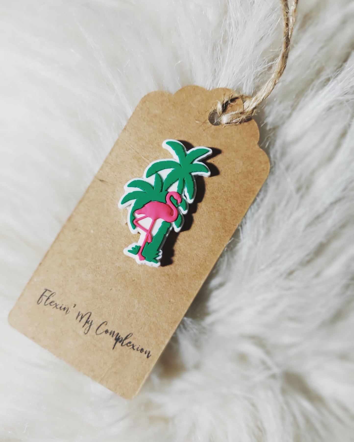 Pink Flamingo with Palms